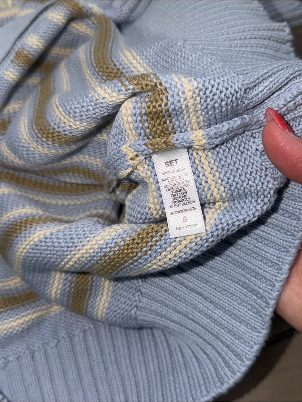 Set Active Weekend Knit Weekend Stripe Funnel Zip Palmetto Small Brand New - Picture 14 of 15